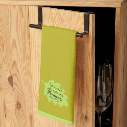 Thanksgiving Bijbelvers Green Leaf Autumm Olive Theedoek (Derde Gevouwen)
