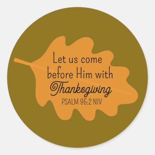 Thanksgiving Bijbelvers Sinaasappel blad Autumm Br Ronde Sticker (Voorkant)