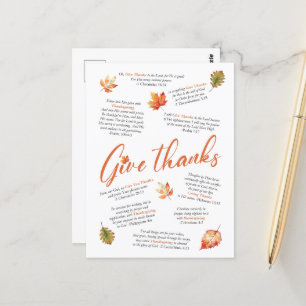 Thanksgiving Bijbelverzen met herfstbladeren Briefkaart