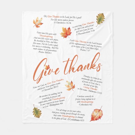 Thanksgiving Bijbelverzen met herfstbladeren Fleece Deken (Voorkant)