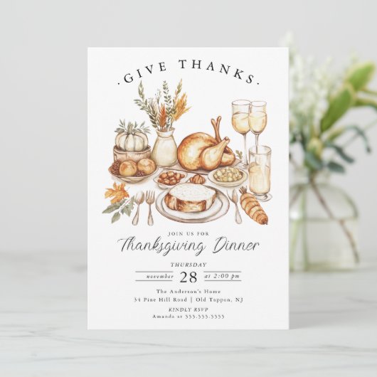 Thanksgiving Bijeenkomst Geef Bedankt Uitnodiging (Staand voorkant)