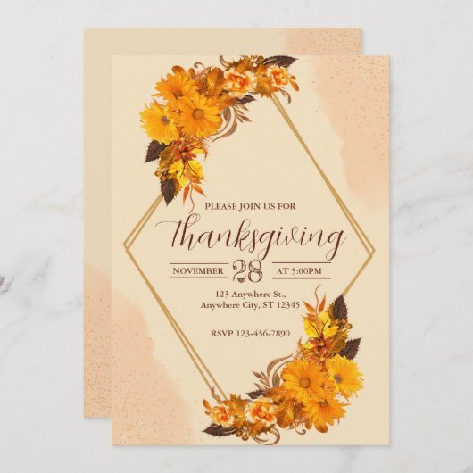 Thanksgiving-binnenpartijuitnodiging Kaart (Voorkant / Achterkant)