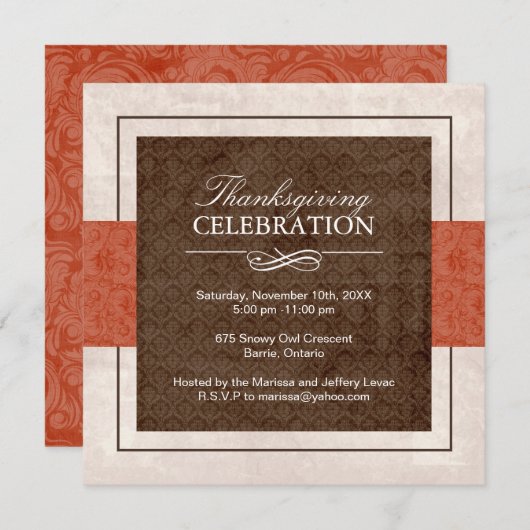 Thanksgiving-binnenpartijuitnodiging Kaart (Voorkant / Achterkant)