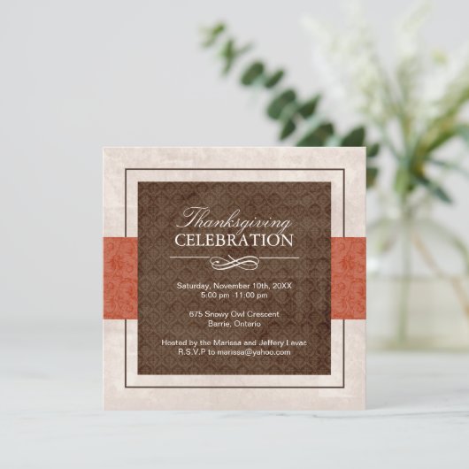 Thanksgiving-binnenpartijuitnodiging Kaart (Staand voorkant)