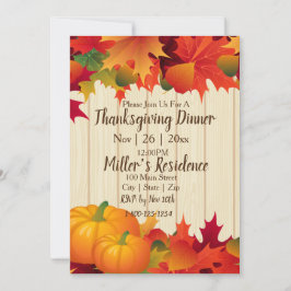 Thanksgiving-binnenpartijuitnodiging Kaart