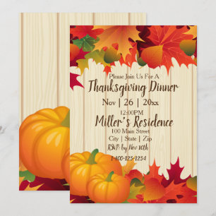 Thanksgiving-binnenpartijuitnodiging Kaart