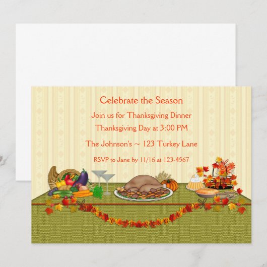 Thanksgiving binnentafel uitnodiging (Voorkant / Achterkant)