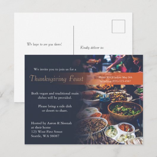 Thanksgiving binnenuitnodiging briefkaart (Voorkant / Achterkant)