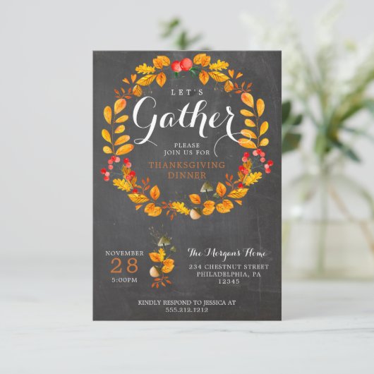 Thanksgiving binnenuitnodiging - Chalkboard Kaart (Staand voorkant)