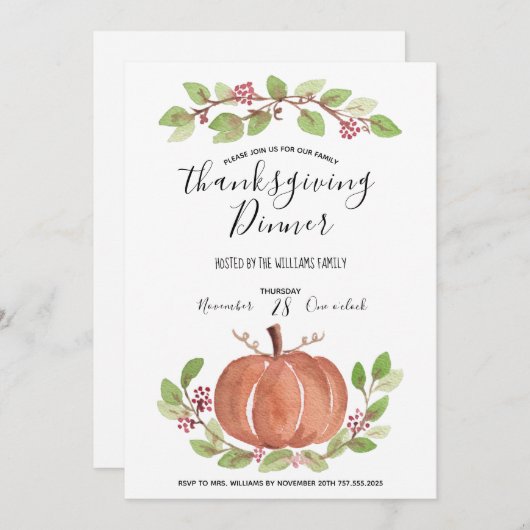 Thanksgiving binnenuitnodiging - Chic en Robuust Aankondiging (Voorkant / Achterkant)