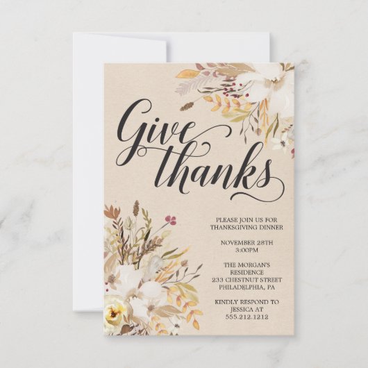 Thanksgiving binnenuitnodiging - diner uitnodigt kaart (Voorkant)