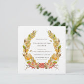 Thanksgiving Binnenuitnodiging Floral Wreator Kaart (Staand voorkant)