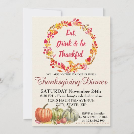 Thanksgiving binnenuitnodiging kaart (Voorkant)