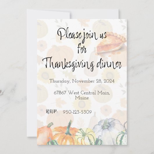 Thanksgiving binnenuitnodiging kaart (Voorkant)