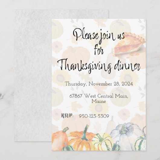 Thanksgiving binnenuitnodiging kaart (Voorkant / Achterkant)