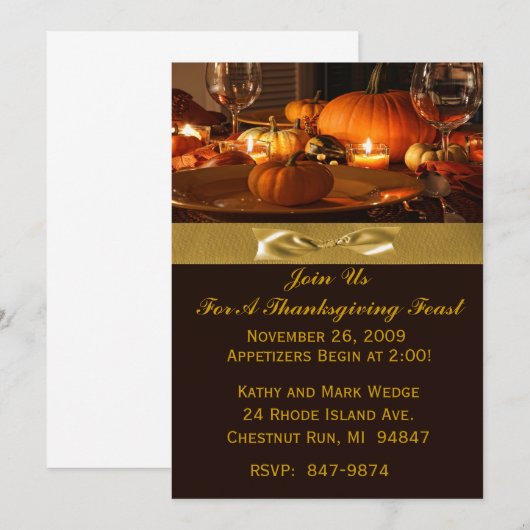 Thanksgiving binnenuitnodiging kaart (Voorkant / Achterkant)