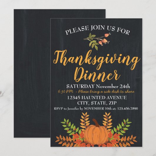 Thanksgiving binnenuitnodiging kaart (Voorkant / Achterkant)