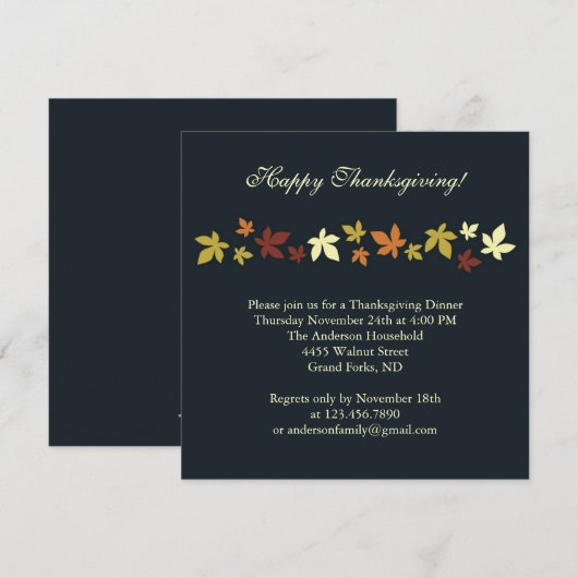Thanksgiving binnenuitnodiging kaart (Voorkant / Achterkant)