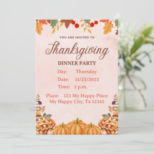 Thanksgiving binnenuitnodiging kaart (Staand voorkant)