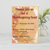 Thanksgiving binnenuitnodiging kaart (Staand voorkant)