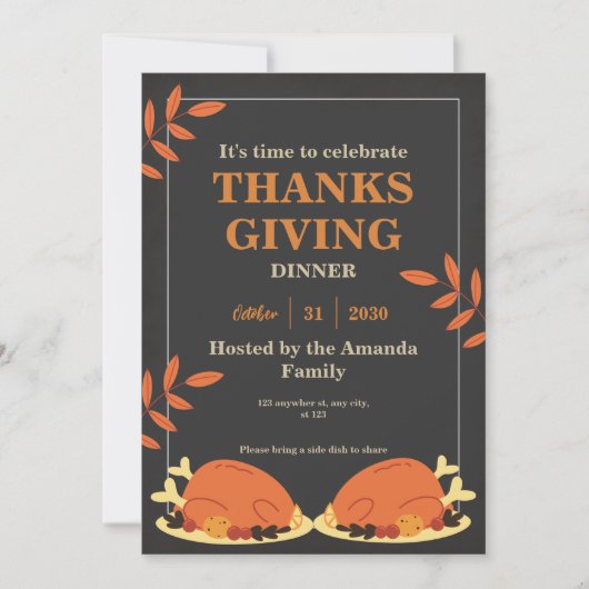 Thanksgiving binnenuitnodiging kaart (Voorkant)