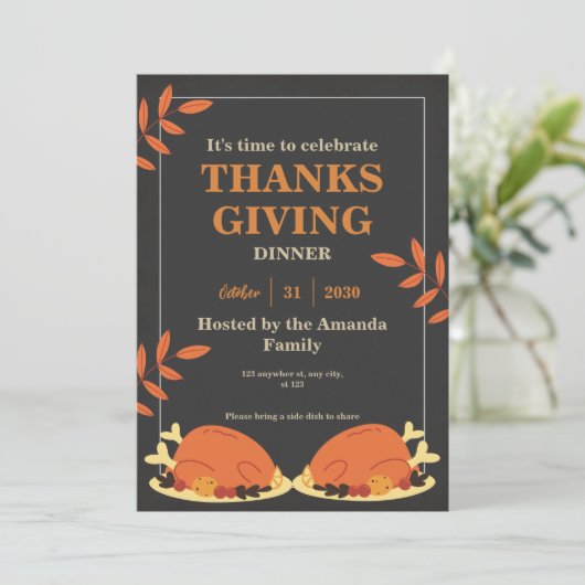 Thanksgiving binnenuitnodiging kaart (Staand voorkant)