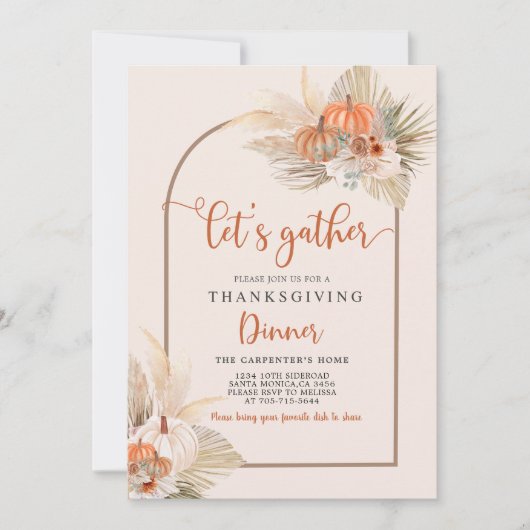 Thanksgiving binnenuitnodiging kaart (Voorkant)