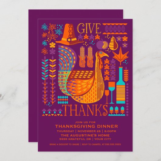 Thanksgiving binnenuitnodiging kaart (Voorkant / Achterkant)