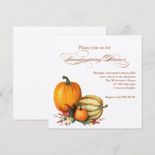 Thanksgiving binnenuitnodiging kaart (Voorkant / Achterkant)