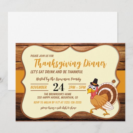 Thanksgiving binnenuitnodiging kaart (Voorkant / Achterkant)