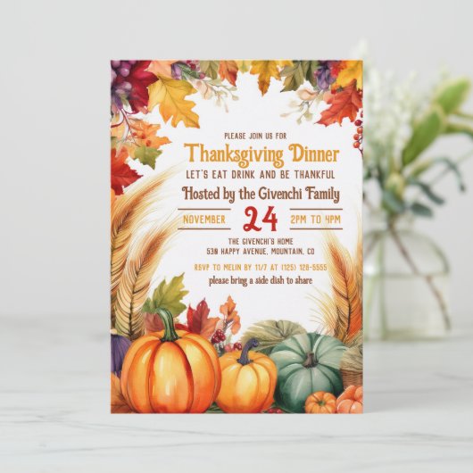 Thanksgiving binnenuitnodiging kaart (Staand voorkant)