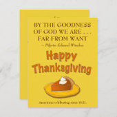 Thanksgiving-binnenuitnodiging - Pilgrim Quote Kaart (Voorkant / Achterkant)
