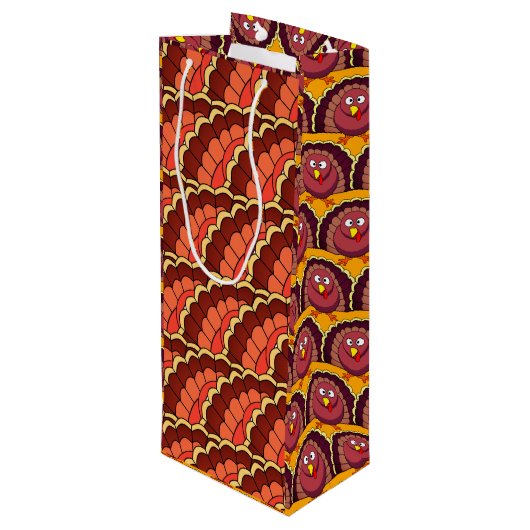 Thanksgiving Bird Wijn Cadeautas (Achterkant Gekanteld)