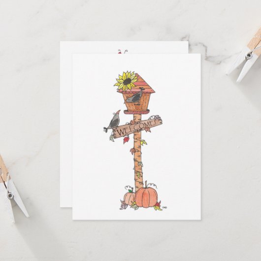 Thanksgiving Birdhouse Kaart (Voorkant / Achterkant in situ)