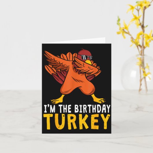 Thanksgiving Birthday Funny Bday Born On Thanksgiv Kaart (Gele Bloem)