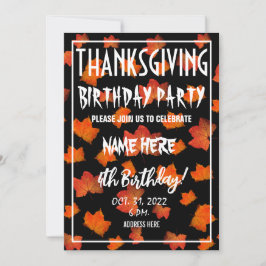 THANKSGIVING BIRTHDAY PARTIJINVITATIE KAART