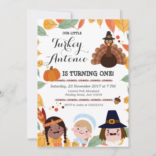 Thanksgiving Birthday Party Invitation Kaart (Voorkant)