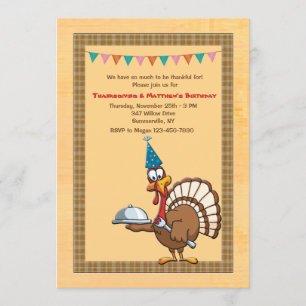 Thanksgiving Birthday Turkije Uitnodiging