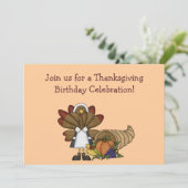 Thanksgiving Birthday Uitnodiging (Staand voorkant)
