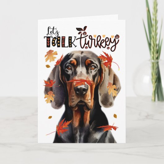 Thanksgiving Black Tan Coonhound Laten we Turkije  Feestdagen Kaart (Voorkant)