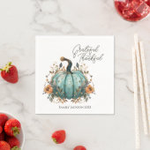 Thanksgiving blauw pompoen rustiek papier servette servet (Insitu)