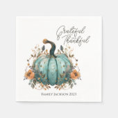 Thanksgiving blauw pompoen rustiek papier servette servet (Voorkant)