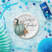 Thanksgiving Blauwe Pompoen Rustieke Papier Borden Papieren Bordje (Feest)