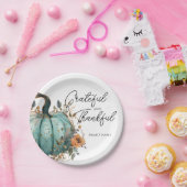 Thanksgiving Blauwe Pompoen Rustieke Papier Borden Papieren Bordje (Feest)