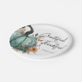 Thanksgiving Blauwe Pompoen Rustieke Papier Borden Papieren Bordje (Gekanteld)
