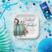 Thanksgiving Blauwe Pompoen Rustieke Papier Borden Papieren Bordje (Feest)