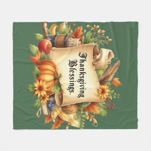 Thanksgiving Blessing Fleece Blanket (Voorkant (Horizontaal))