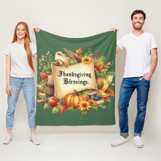 Thanksgiving Blessing Fleece Blanket Deken (In situ)