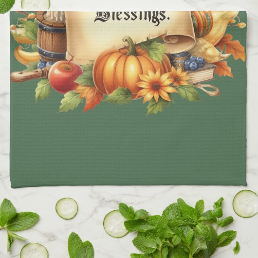 Thanksgiving Blessing Keuken Handdoek (Gevouwen)