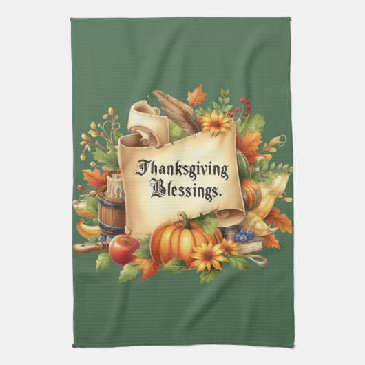 Thanksgiving Blessing Keuken Handdoek (Verticaal)